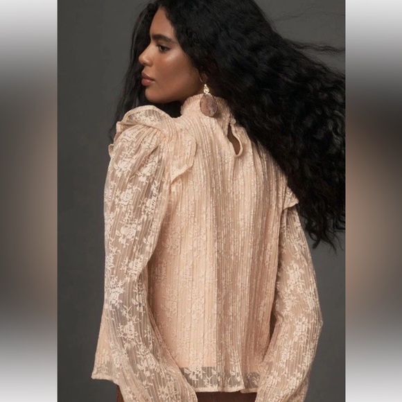 Anthropologie Porridge Sheer Lace Womens Blouse Small Romantic Victorian Poet - Picture 2 of 9